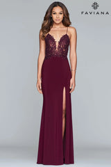 V Neck Dress With Lace Applique Bodice