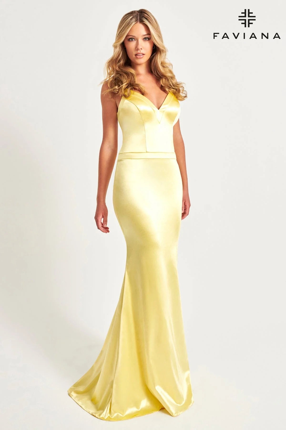 Deep Crossover Back Satin Maxi Dress With V-Neck | 11052