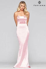 Scoop Neckline Satin Dress With Lace Up Back