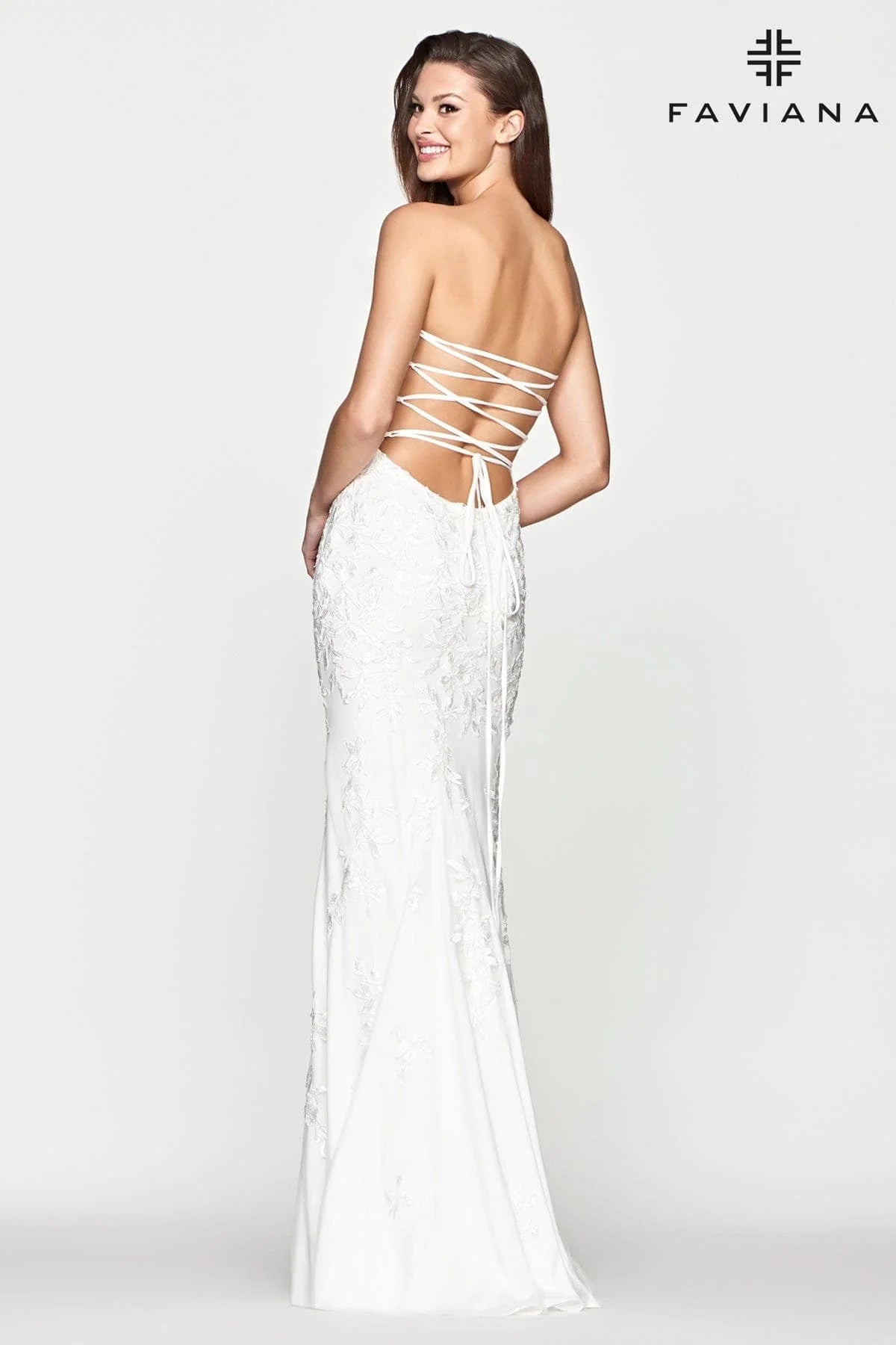 Straight Neckline Dress Strapless With Lace Fabric