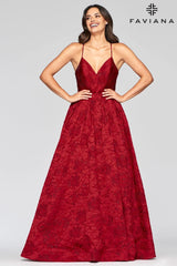 Long Brocade Dress With Sweetheart Neckline