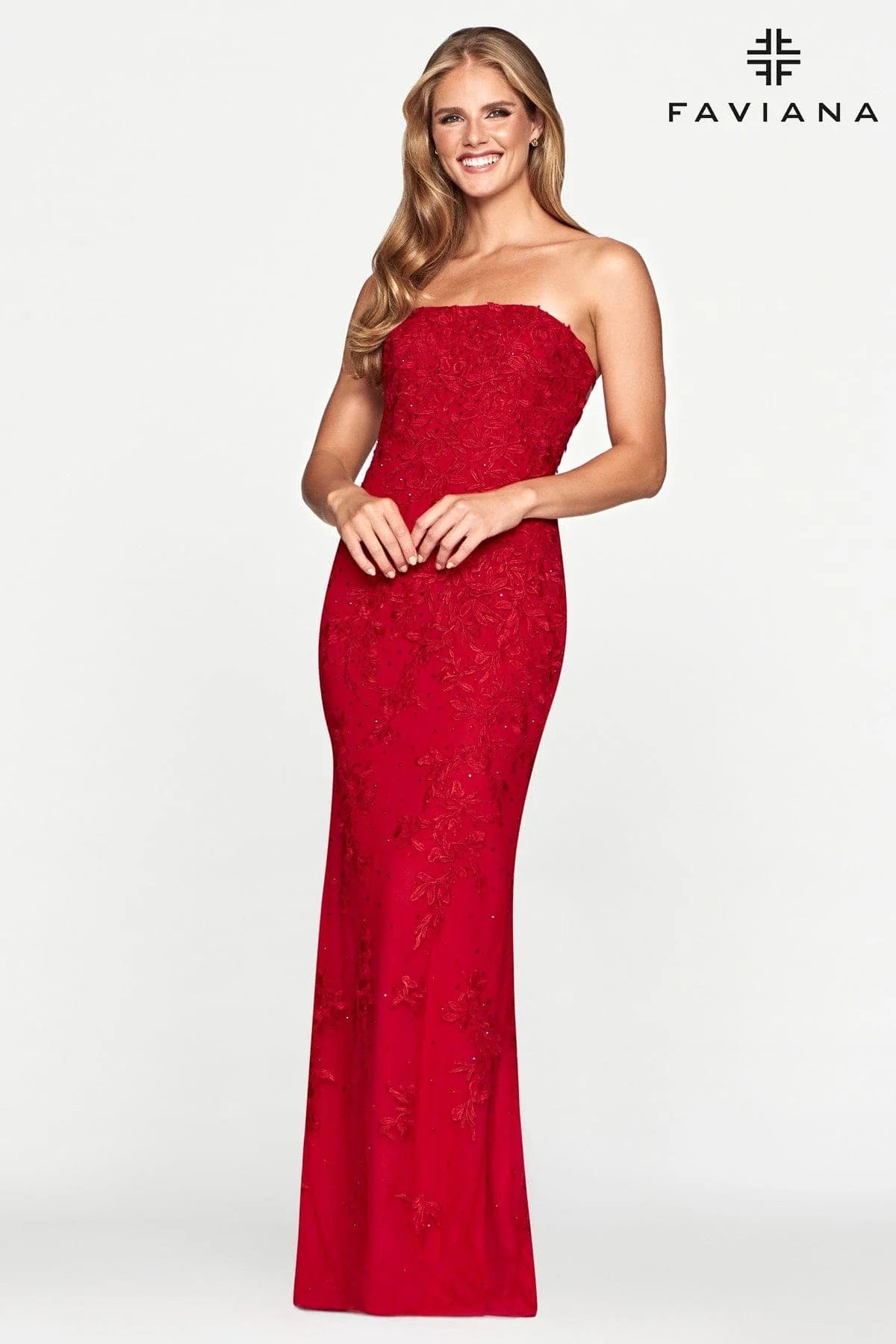 Straight Neckline Dress Strapless With Lace Fabric