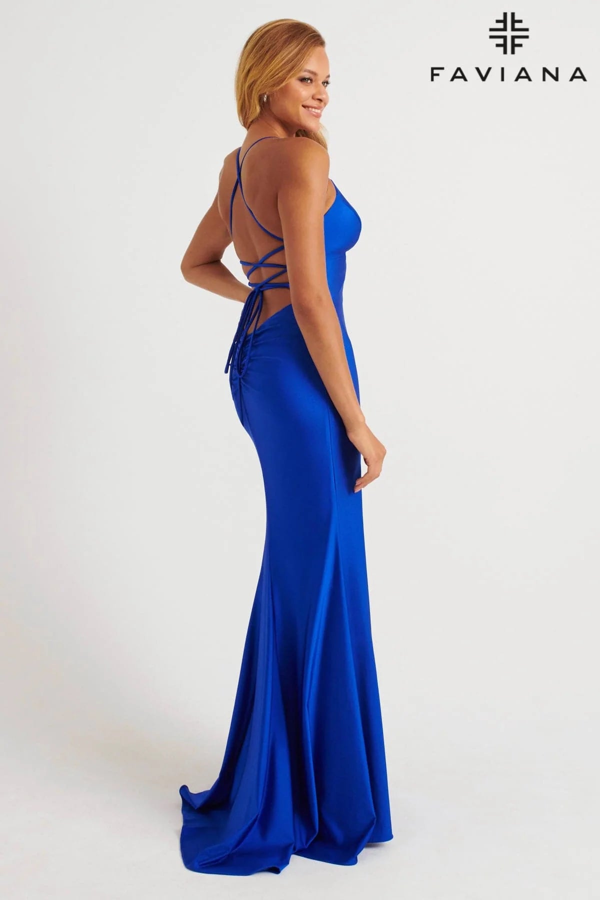 V Neckline Prom Dress With Stretch Fabric And Corset Back | S10826