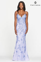 Peri Lace Long Dress With V Neck And Lace Up Open Back | S10508