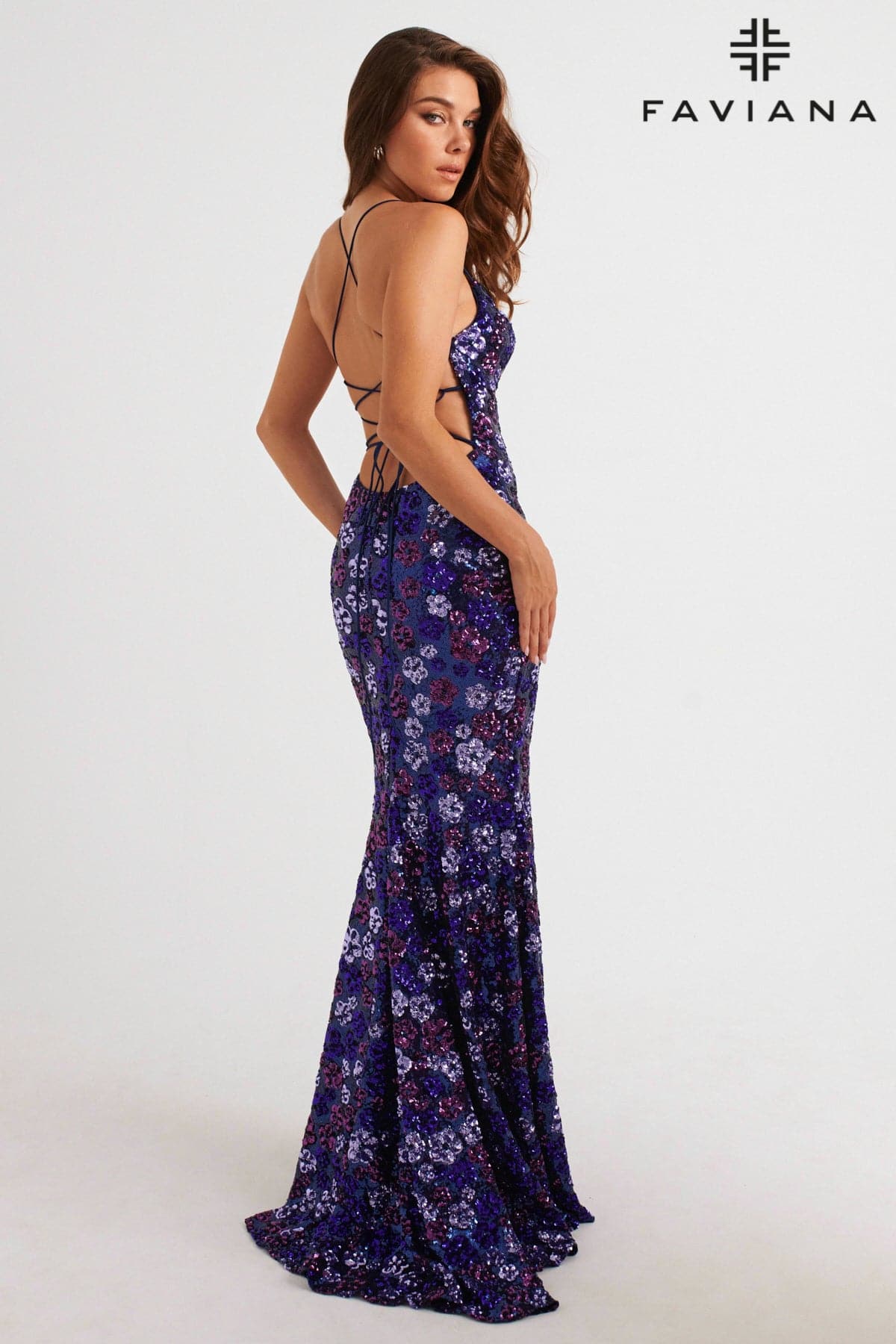 Sequin Prom Dress With Floral Aesthetic Design | 11000