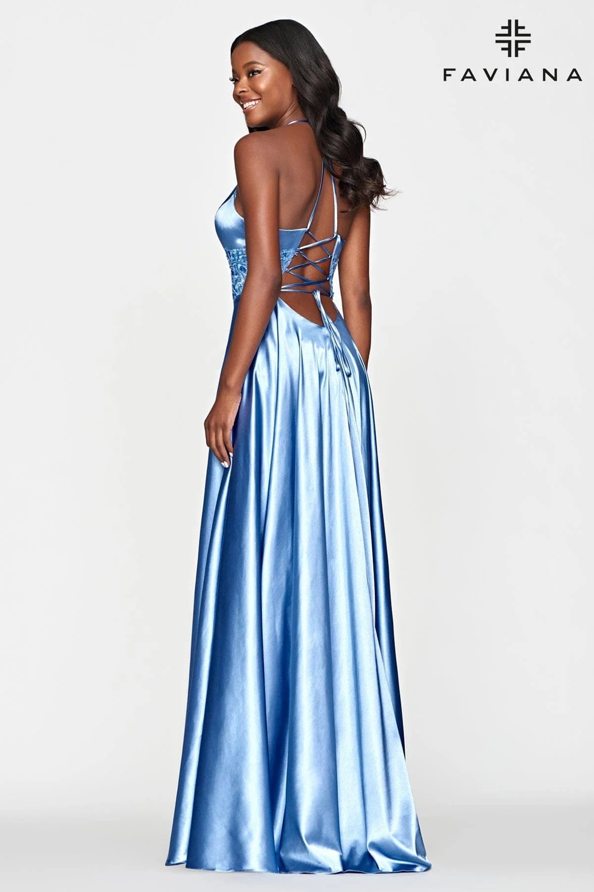 Long V Neck Prom Dress With Lace Embroidery And Ballgown Skirt