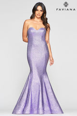 Metallic Sparkly Mermaid Long Dress With Strapless Sweetheart Neckline