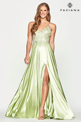 Silk Charmeuse Flowy Prom Dress With Beaded Bustier