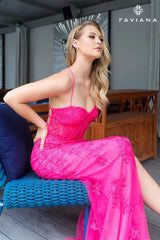 Hot Pink Sweetheart Lace Corset Dress With Lace-Up Back | 11054