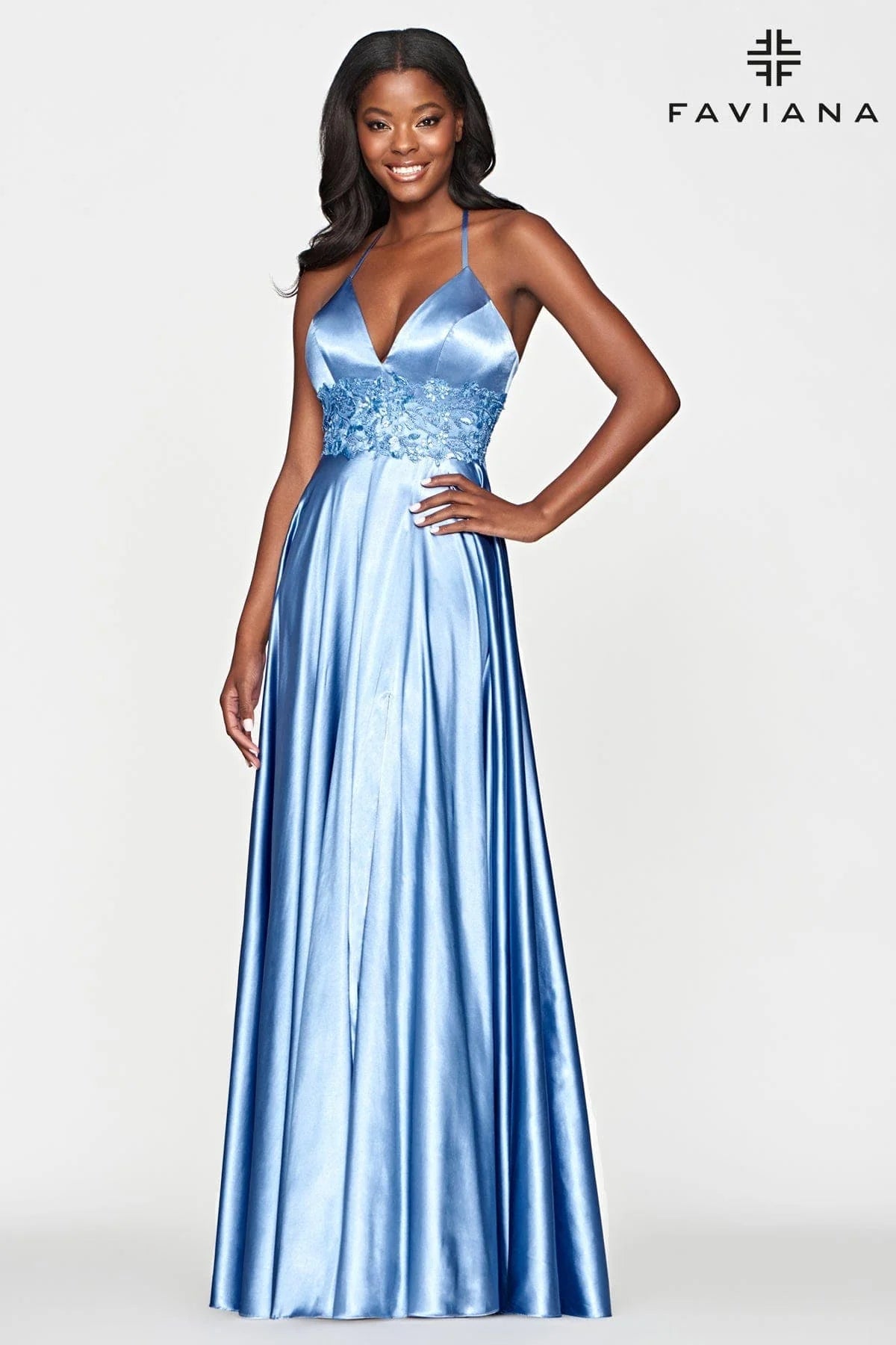 Long V Neck Prom Dress With Lace Embroidery And Ballgown Skirt