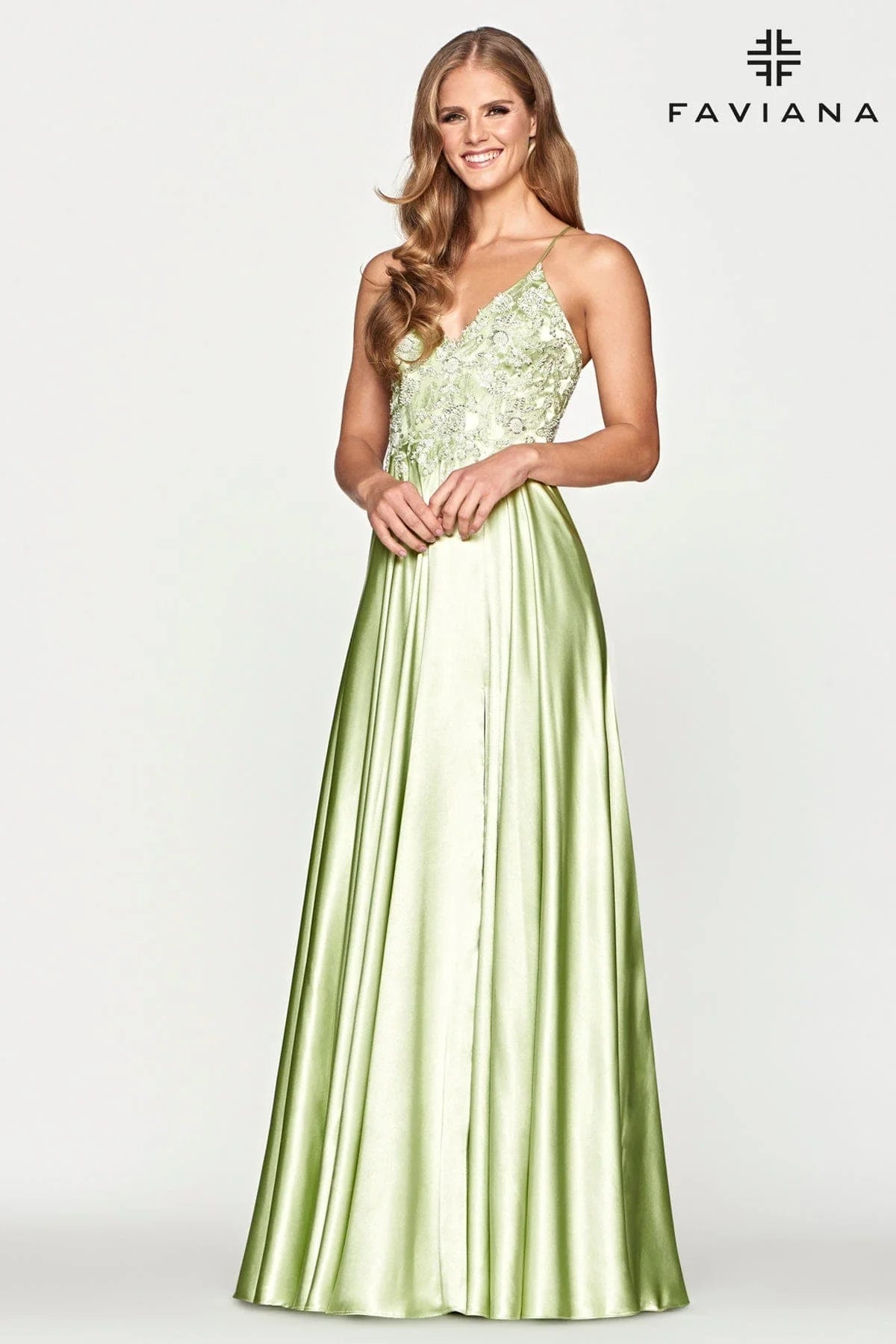 Silk Charmeuse Flowy Prom Dress With Beaded Bustier