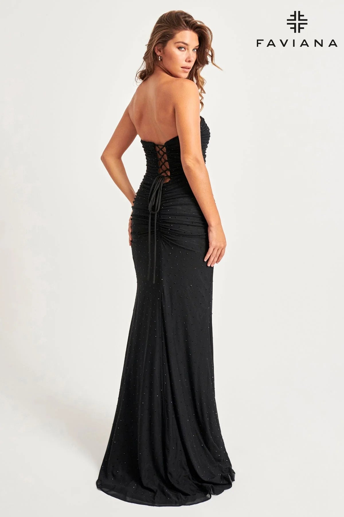 Strapless Mesh Dress With Exposed Corset Boning And Sparkly Crystals | 11040