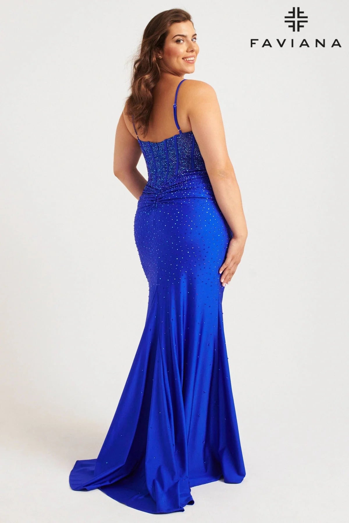 Plus Size Corset Maxi Dress With Hotfix Crystals | 9555