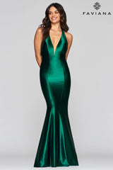 Halter Neck Long Dress Satin Mermaid Skirt