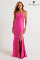 Pink Scoop Neck Stretch Charmeuse Dress With Beading | 11264