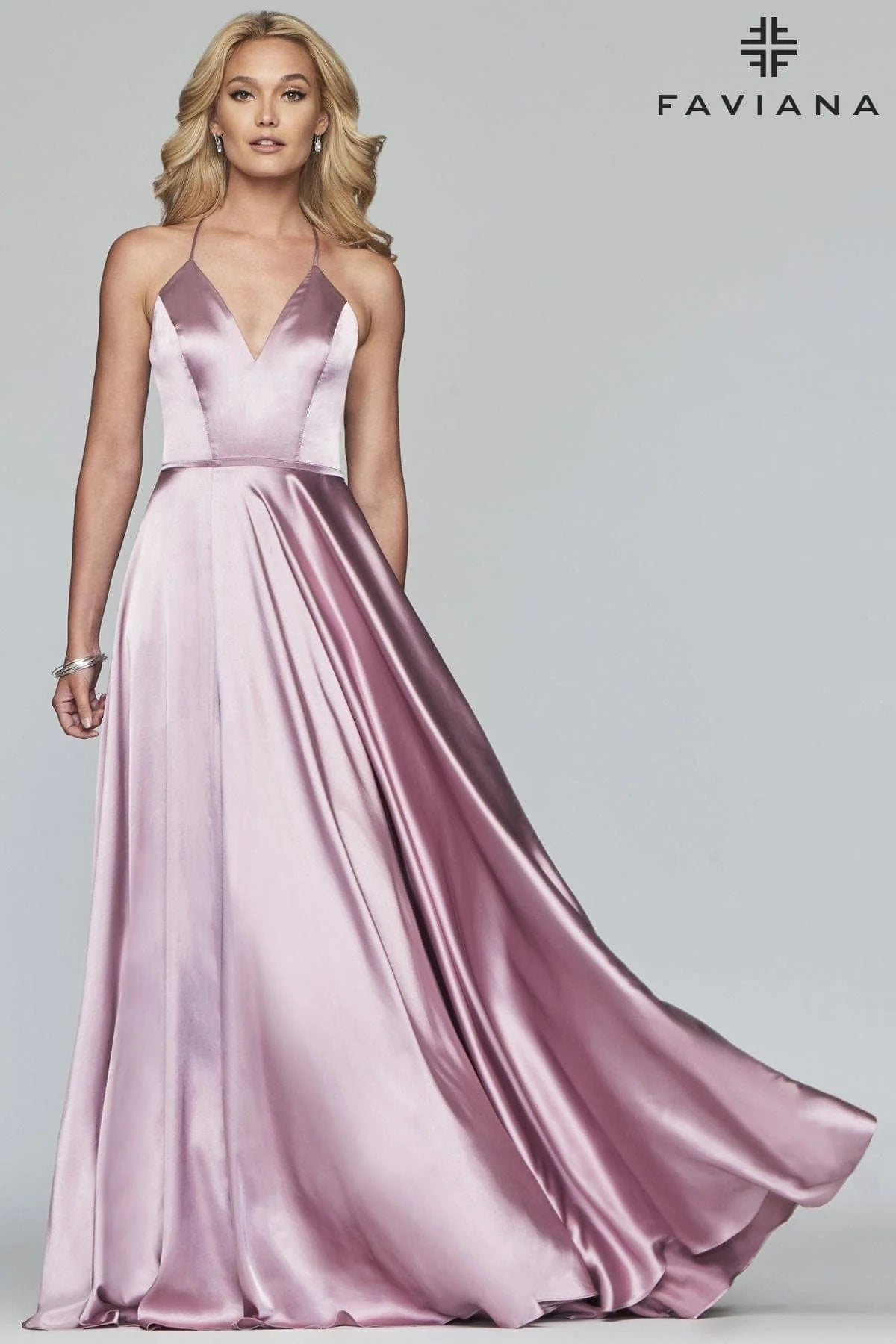 Deep Mauve Silky Charmeuse Lace Up Back Prom Dress With Side Pockets