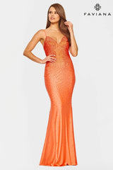 V Neckline Prom Dress With Rhinestone Beading