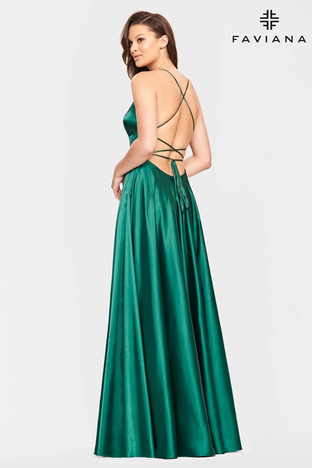 Silky Charmeuse Prom Dress With Scoop Neckline And Corset Back | S10828