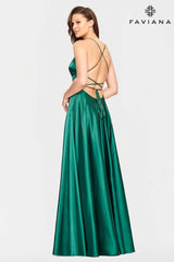 Silky Charmeuse Prom Dress With Scoop Neckline And Corset Back | S10828