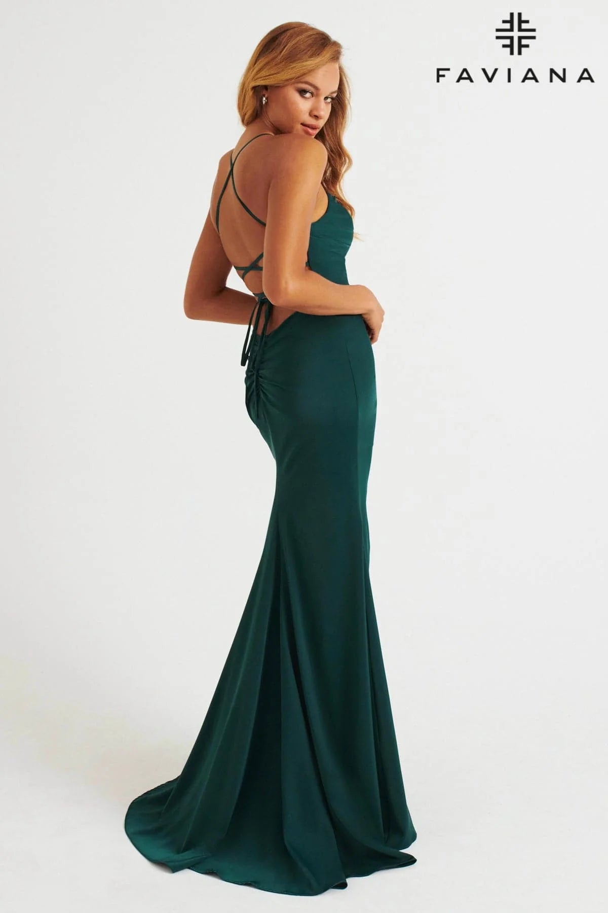 Matte Satin Maxi Dress With Gathered Side And Lace-Up Back | 11064