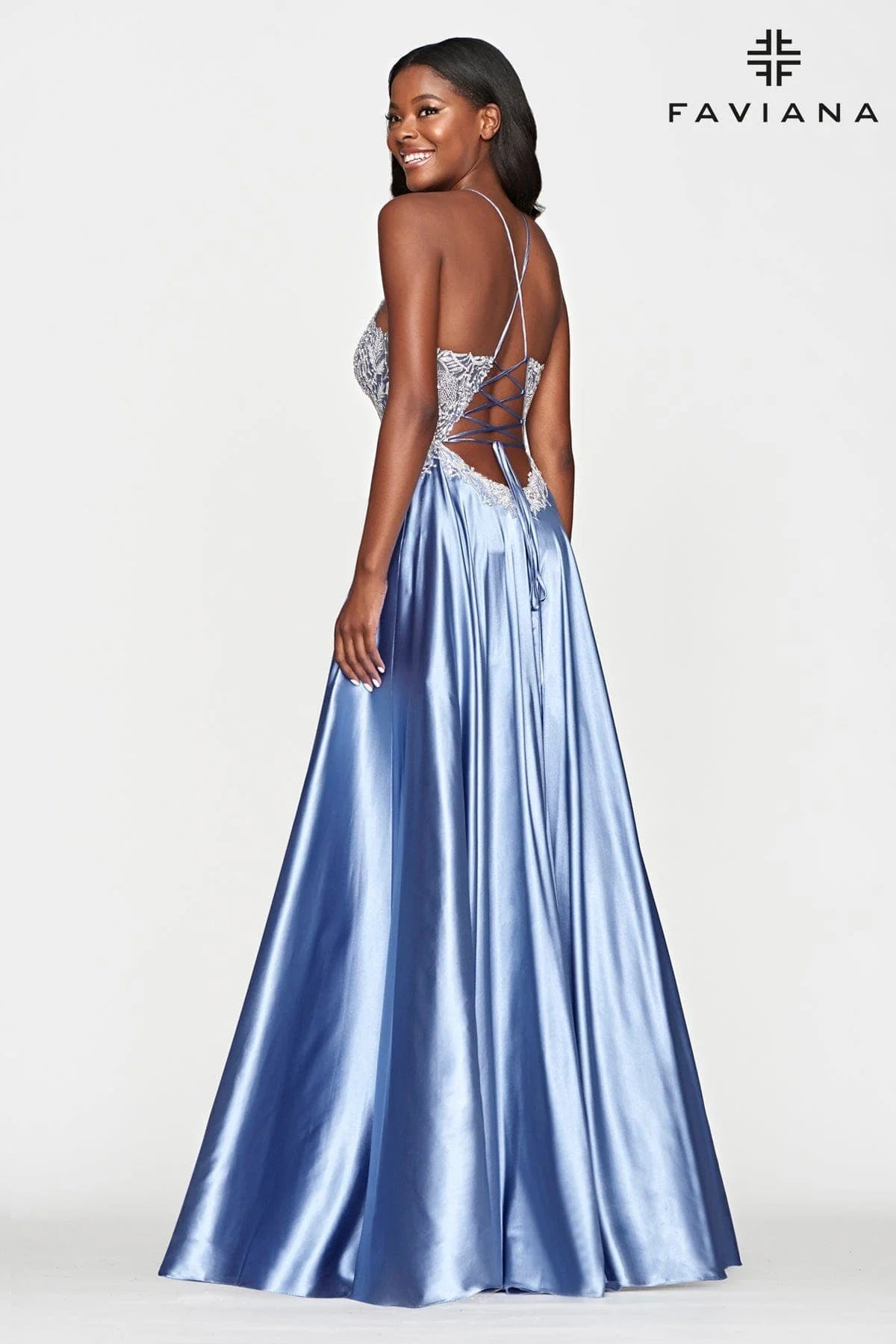 Silky Charmeuse Flowy V Neckline Prom Dress