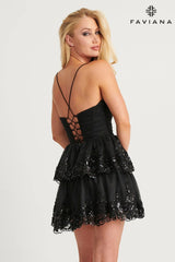 Tulle Dress With Flowy Tiered Skirt And Beading | 11121 / 11121E