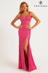 Bright Linear Beaded Long Dress With Open Back | 11243