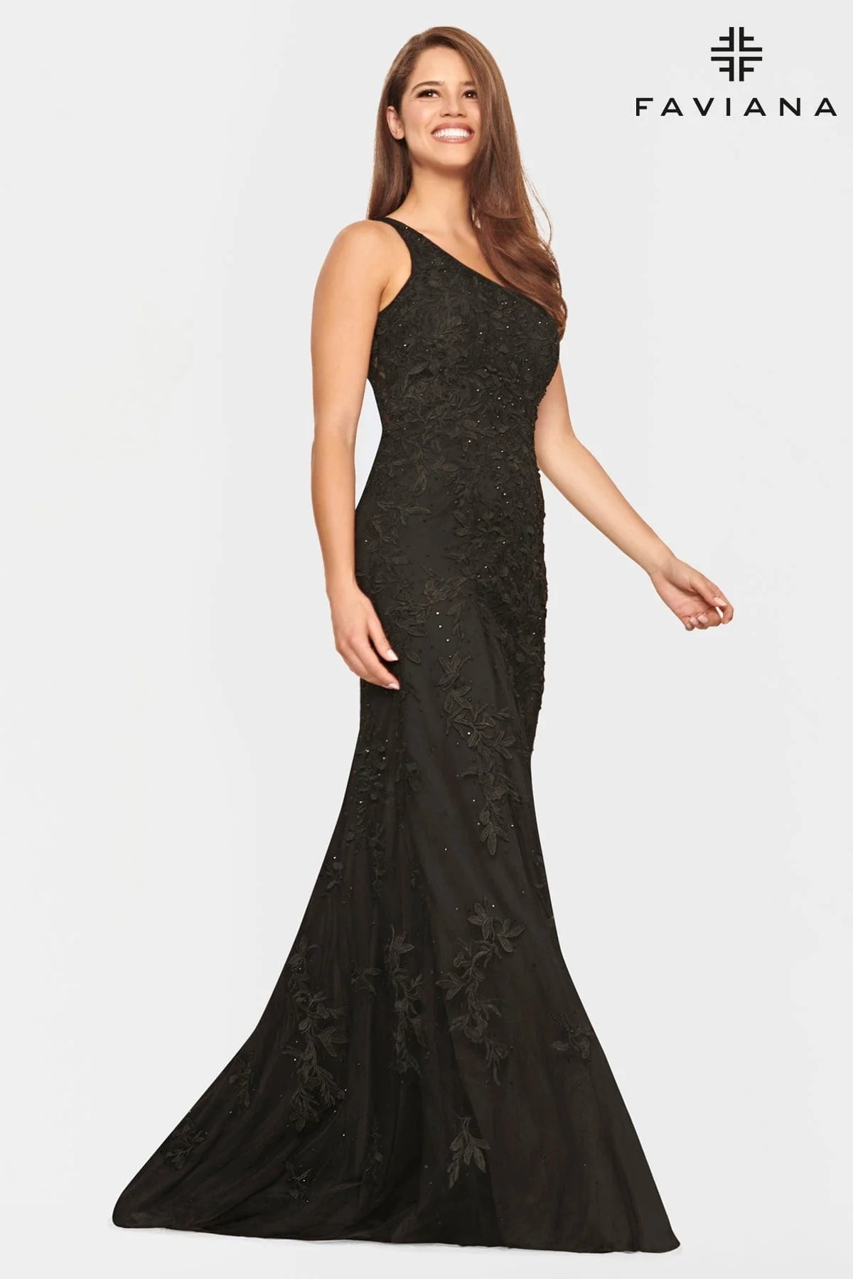 One Shoulder Lace Dress With Mermaid Skirt In Extended Sizes