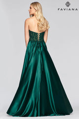 Strapless Ballgown Sweetheart Prom Dress With Lace And Charmeuse