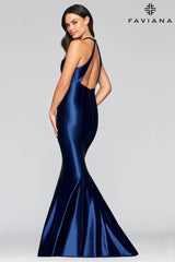 Halter Neck Long Dress Satin Mermaid Skirt