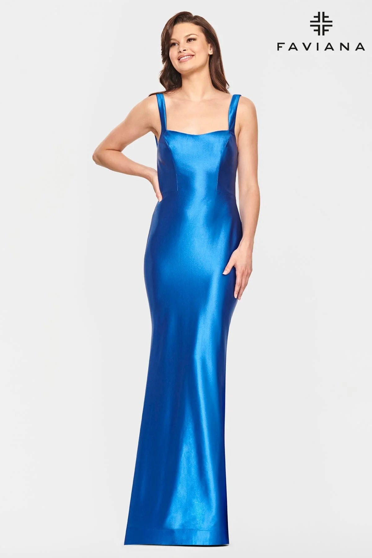 Satin Scoop Neck Dress With Strappy Open Back Detailing And Fit And Flare Skirt