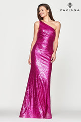 One Shoulder Sequin Dress With Side Ruching