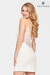 White Bodycon Lace Short Dress With Sheer Sides | S10710