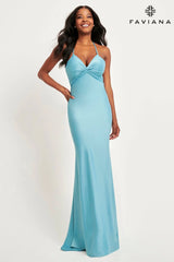 Matte Satin V-Neck Dress With Knot Details | 11066