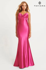 Sleek Satin Long Dress For Prom With Knot Bustier | 11034