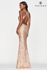 Sequin Dress With Square Neckline And Crossed Back