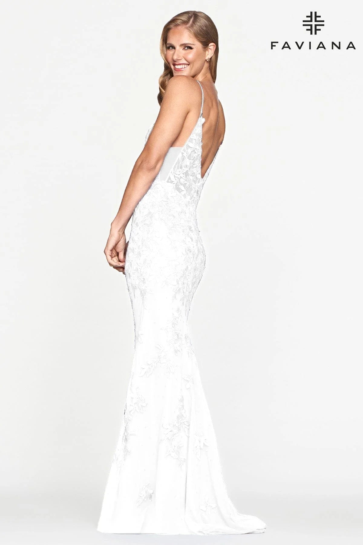 Lace Prom Dress With Deep V Neckline | S10509