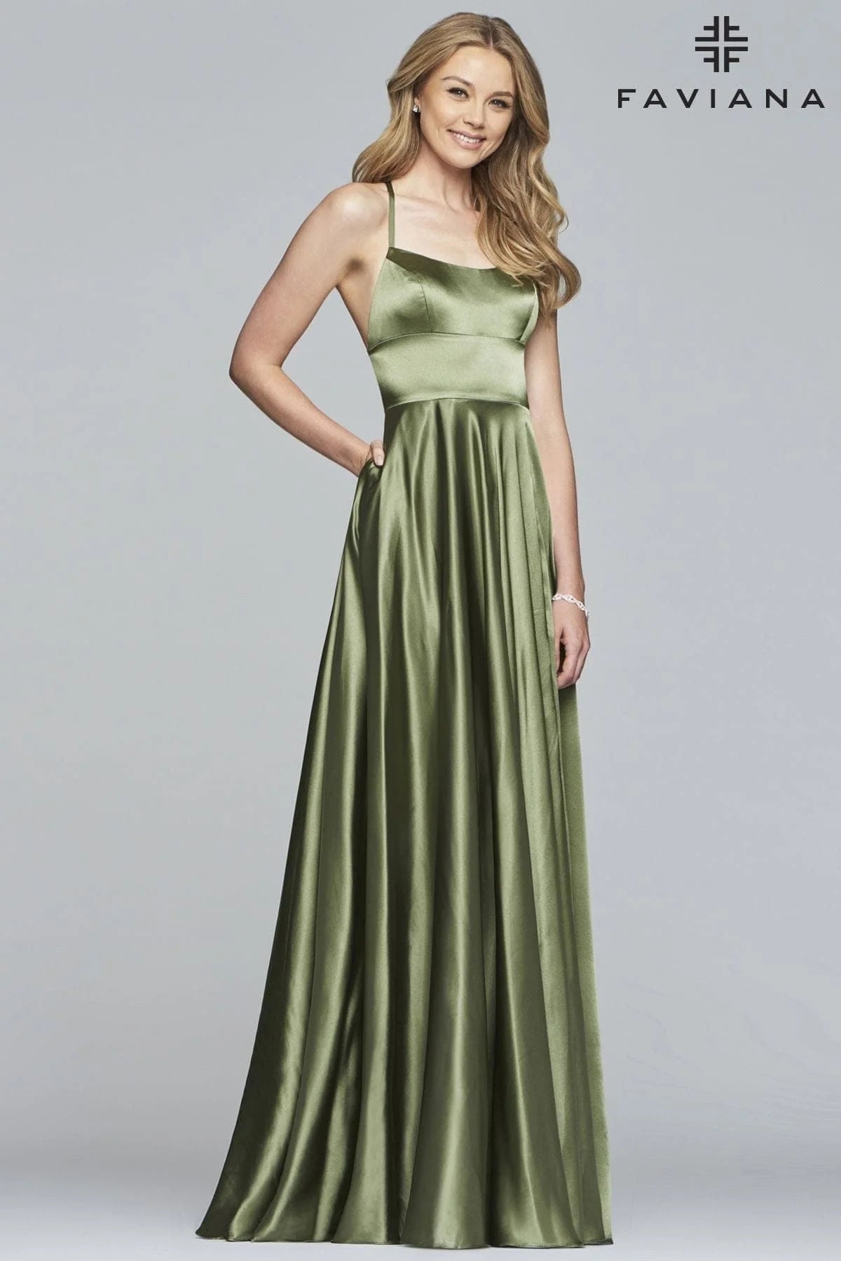 Charmeuse Halter Neck Long Dress With Scoop Neckline And Lace Up Back