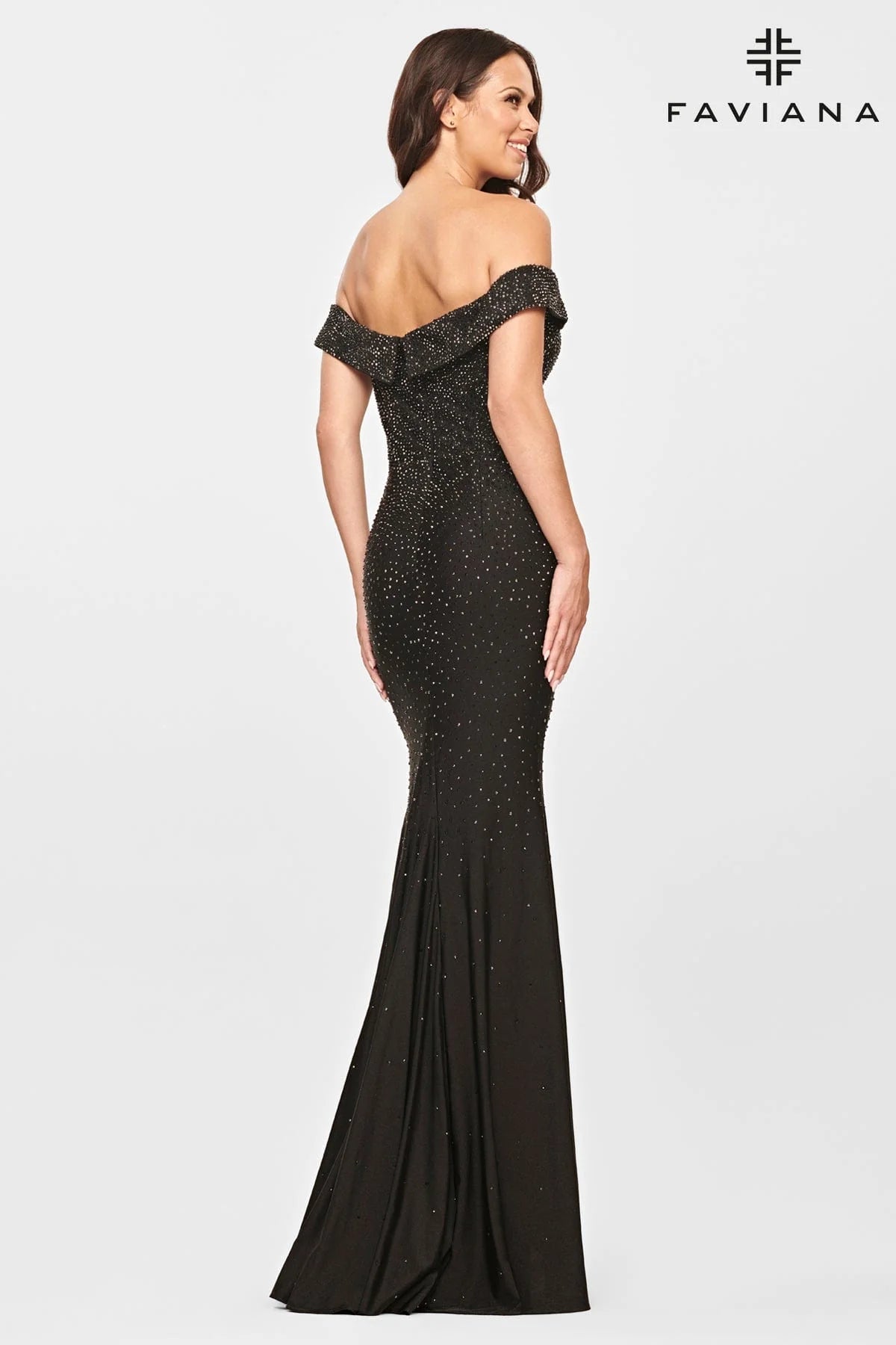 Strapless Off The Shoulder Dress With Beading And Leg Slit