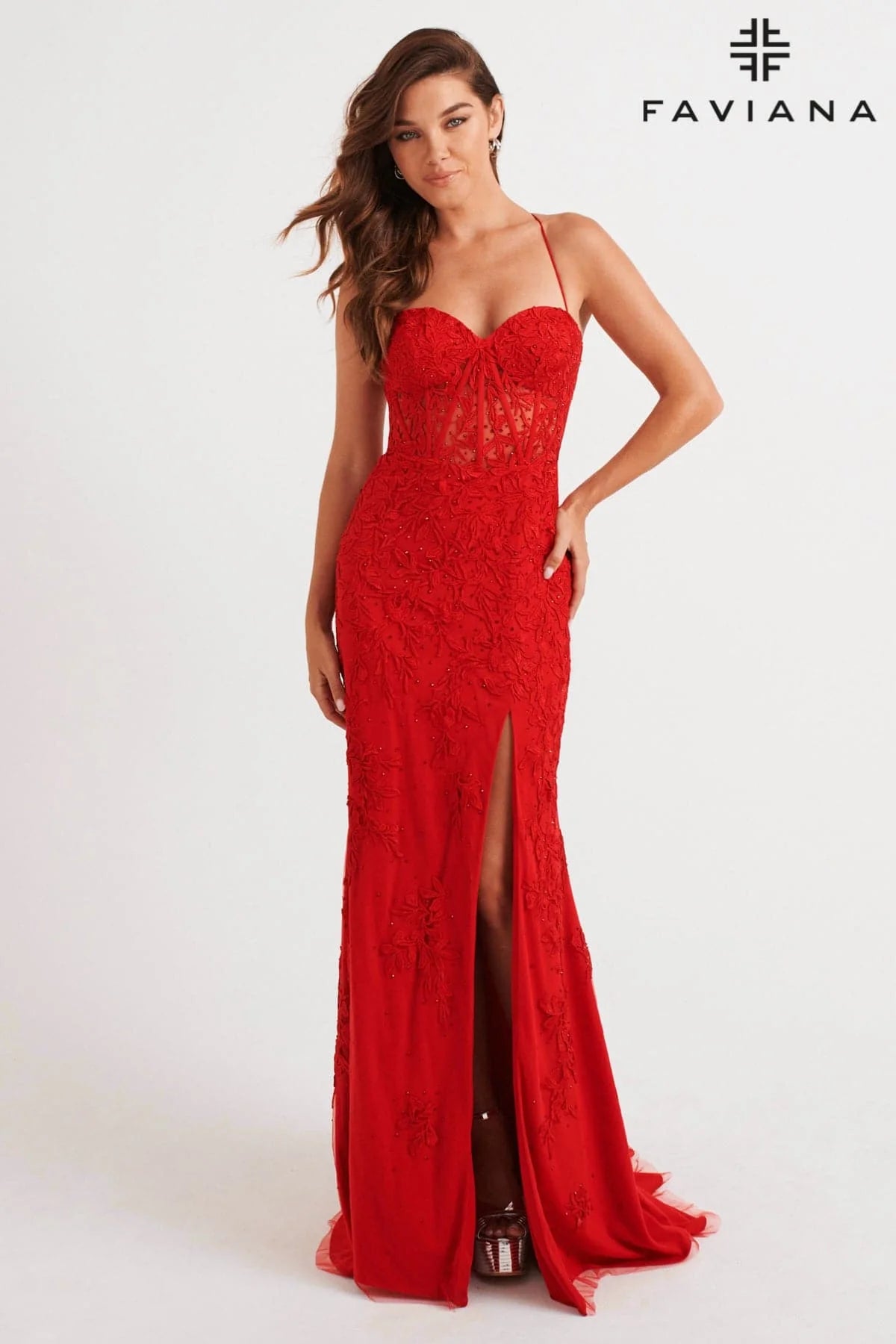 Sweetheart Lace Corset Dress With Lace-Up Back | 11054