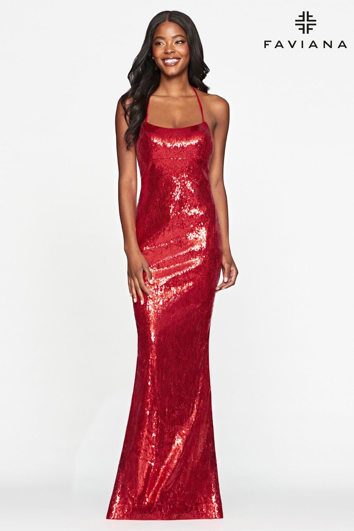 Sequin Scoop Neck Dress With Corset Back