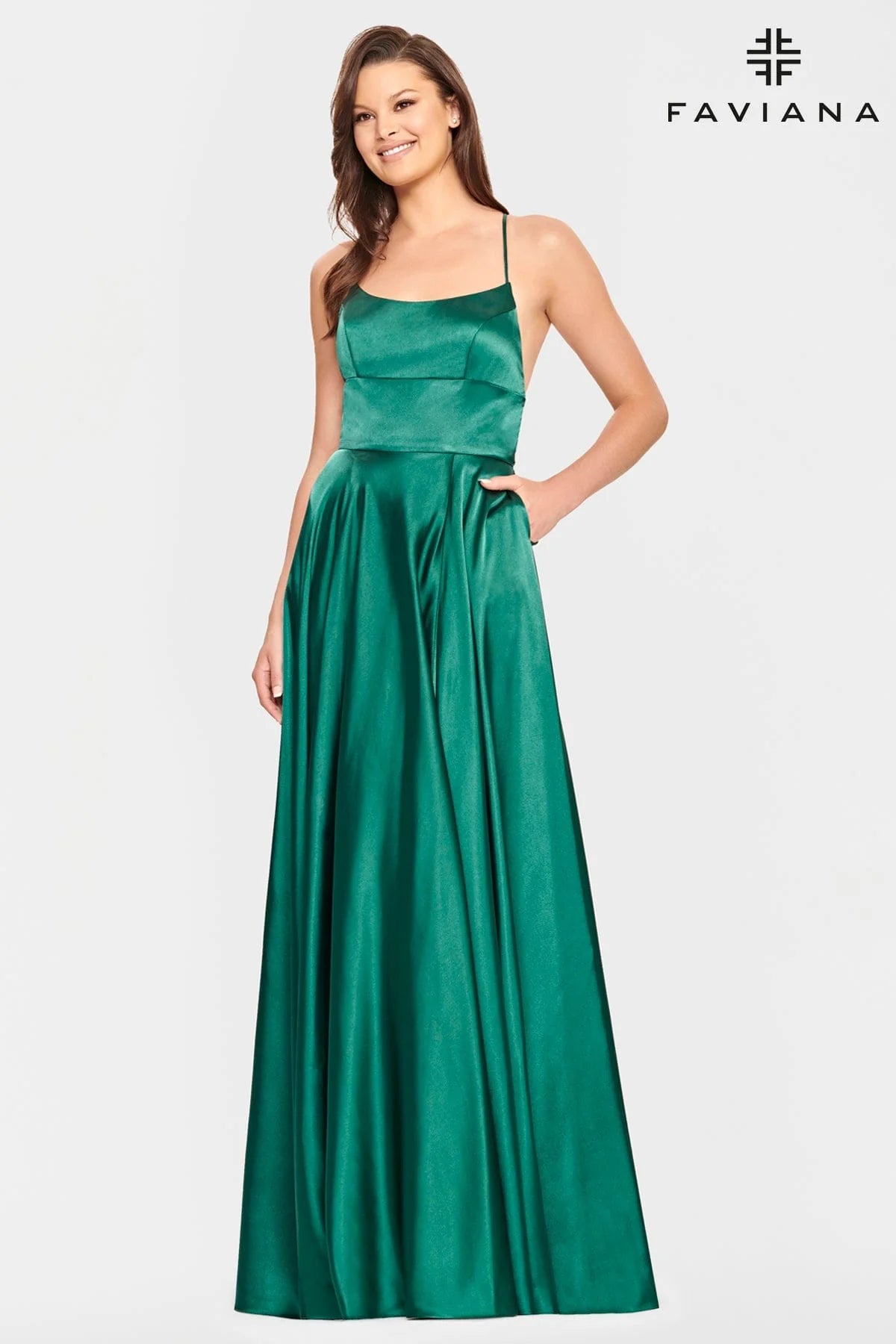 Silky Charmeuse Prom Dress With Scoop Neckline And Corset Back | S10828