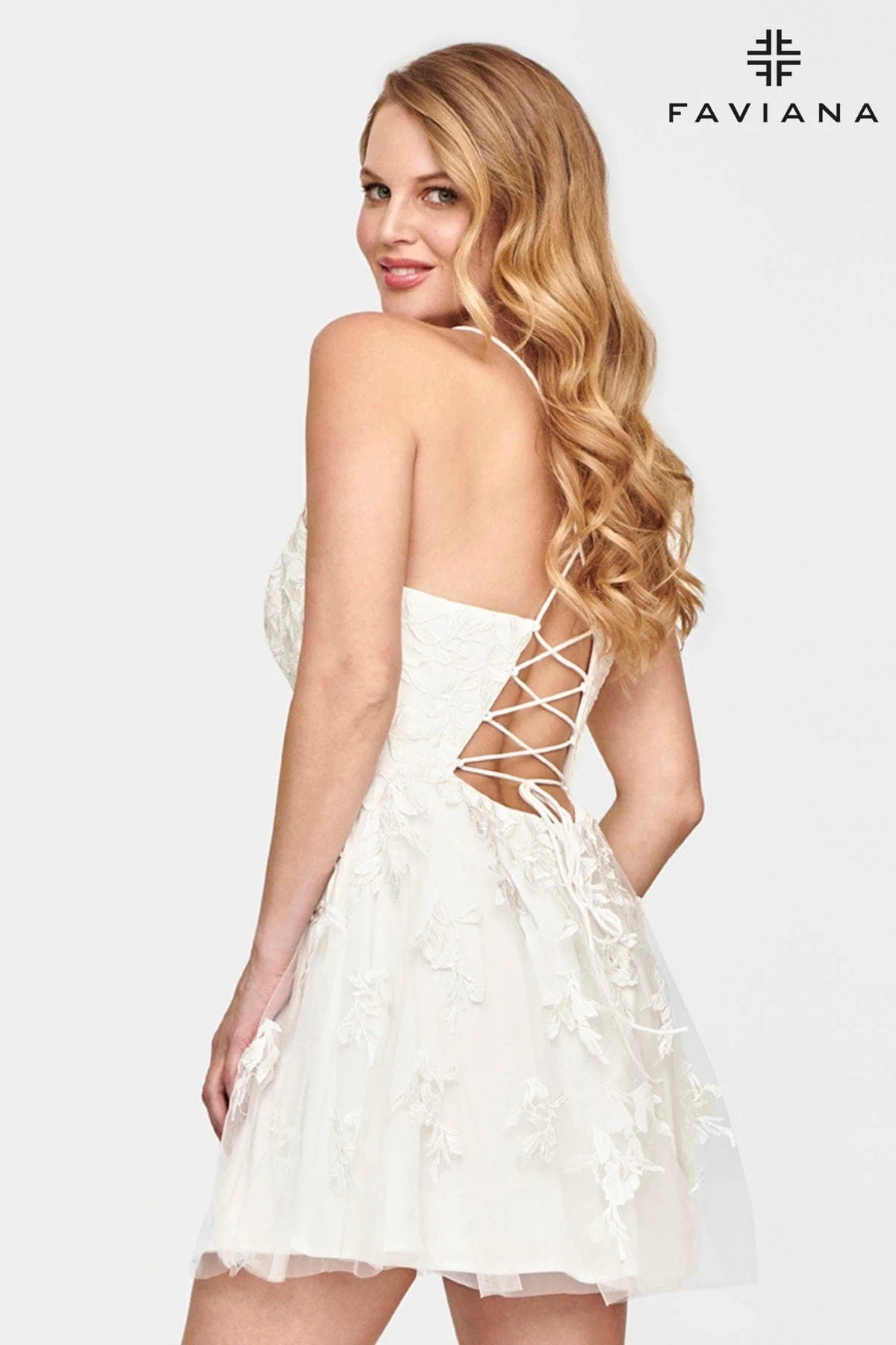 Short Corset Back Baby Doll Lace Dress | S10709