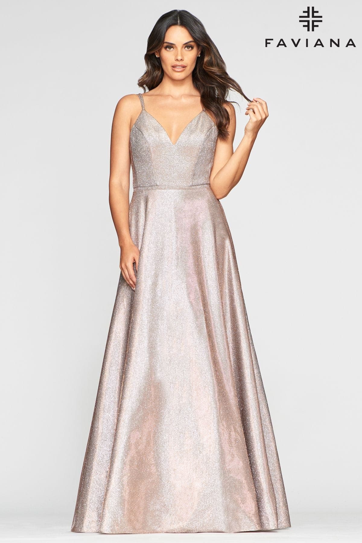 Long Jersey Dress With Metallic Fabric