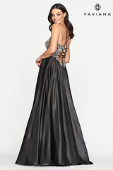 Silky Charmeuse Flowy V Neckline Prom Dress