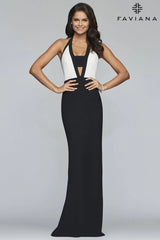 V Neck Halter Dress With Cutout Crepe Fabric