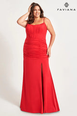 Plus Size Corset Long Dress With Ruching | 9544