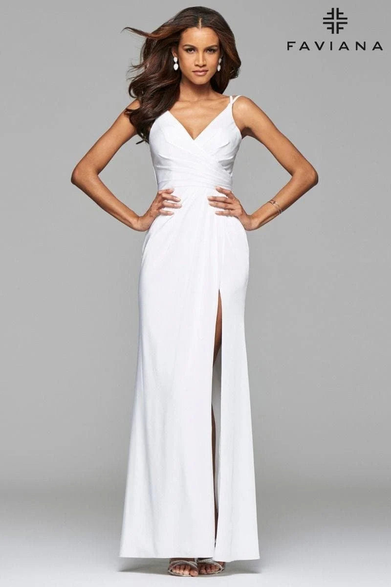 V Neck Long Dress With Wrap Front And Leg Slit