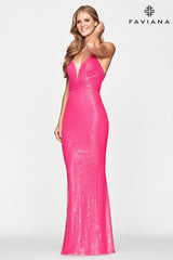 Long Sequin Prom Dress With Wrap Waist Detail