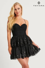 Tulle Dress With Flowy Tiered Skirt And Beading | 11121 / 11121E